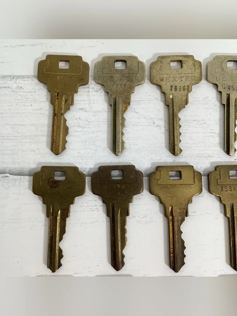 Lot 24 Vintage Brass Dexter Keys - Crafts Steampunk Collection Display Art